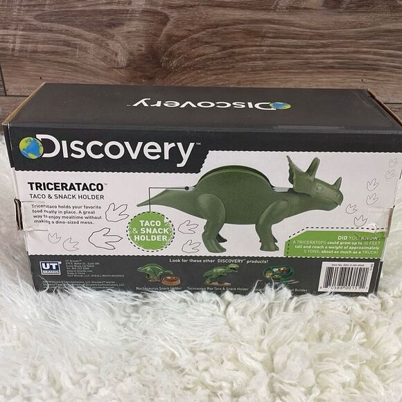 DISCOVERY Tricerataco Dinosaur  2 Taco & Snack Holder Green New in Opened Box - Picture 5 of 9
